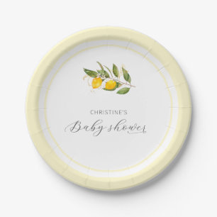Elegant Waterverf Lemon Baby shower Papieren Bordje