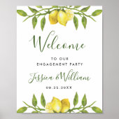 Elegant Waterverf Lemon Greenery ENGAGTY Poster (Voorkant)