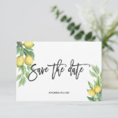 Elegant Waterverf Lemon Tropical Wedding Save The Date (Staand voorkant)