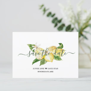 Elegant Waterverf Lemon Tropical Wedding Script Save The Date