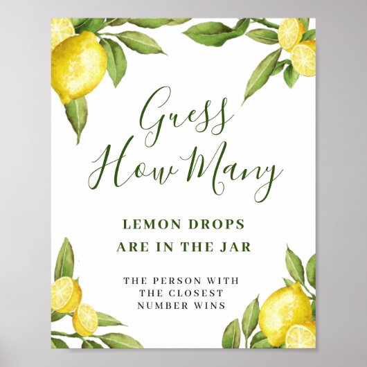 Elegant Waterverf Lemon Vrijgezellenfeest Poster (Voorkant)