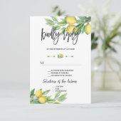 Elegant Waterverf Lemon Wedding Handwriting RSVP (Staand voorkant)