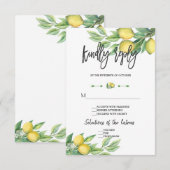 Elegant Waterverf Lemon Wedding Handwriting RSVP (Voorkant / Achterkant)