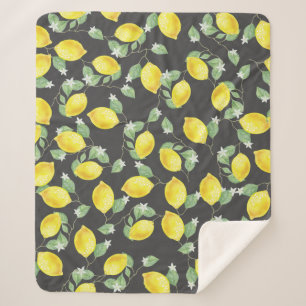 Elegant Waterverf Lemons & Blossom Sherpa Deken