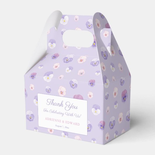Elegant Waterverf Lila geperste bloemen bruiloft Bedankdoosjes (Voorkant Zijde)
