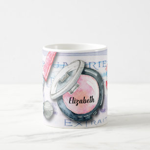 Elegant Waterverf Monogram Beauty Cosmetics Style Koffiemok