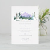 Elegant Waterverf Mountain Wedding Silver Folie Uitnodiging (Staand Voorkant)