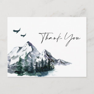 Elegant Waterverf Mountains Forest Hartelijk dank  Briefkaart