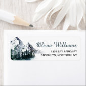 Elegant Waterverf Mountains Forest Landscape Labs Etiket (Insitu)