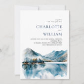 Elegant Waterverf Mountains Forest Wedding Kaart (Voorkant)