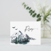 Elegant Waterverf Mountains Forest Wedding RSVP Briefkaart (Staand voorkant)