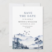 Elegant Waterverf Mountains Forest Wedding Save The Date (Voorkant)