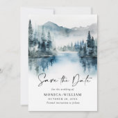 Elegant Waterverf Mountains Forest Wedding Save The Date (Voorkant)