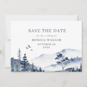 Elegant Waterverf Mountains Forest Wedding Save The Date (Voorkant)
