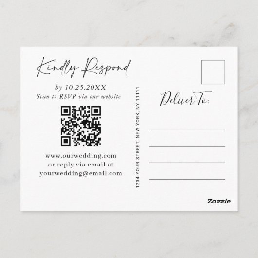 Elegant Waterverf Mountains Weddenschap QR code RS Briefkaart (Achterkant)