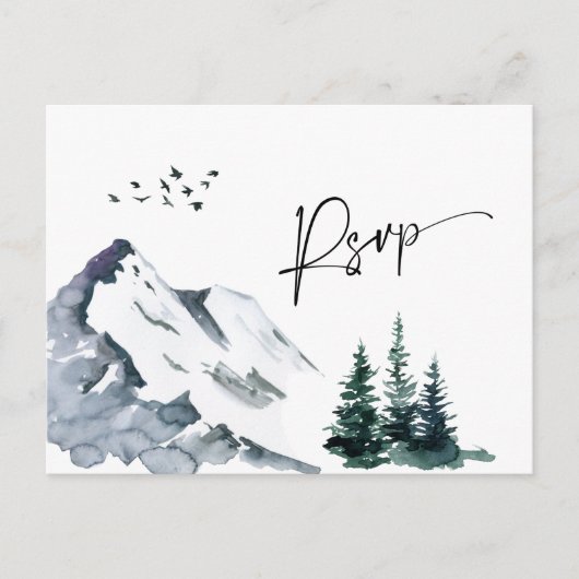 Elegant Waterverf Mountains Weddenschap QR code RS Briefkaart (Voorkant)