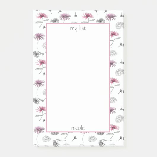 Elegant Waterverf Mums Floral Post-it® Notes (Voorkant)