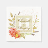 Elegant Waterverf najaar Floral Monogram Couple Servet (Voorkant)