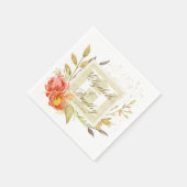 Elegant Waterverf najaar Floral Monogram Couple Servet (Hoek)
