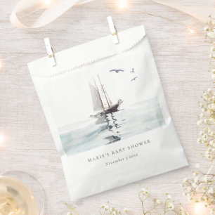 Elegant Waterverf Nautical Sailing Baby shower Bedankzakje
