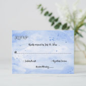 Elegant Waterverf Navy Blue Rustic Wedding RSVP Kaartje (Staand voorkant)