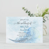 Elegant Waterverf Navy Blue Script Modern Wedding Kaart (Staand voorkant)