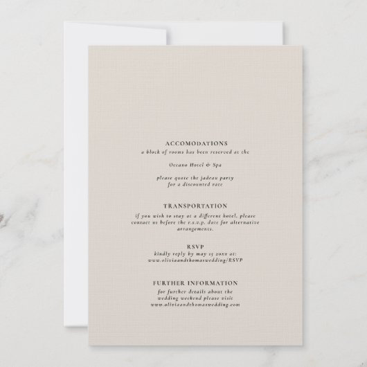 Elegant Waterverf Ocean Beach All in One Wedding Kaart (Achterkant)