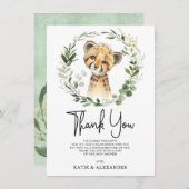 Elegant Waterverf Oerwoud Greenery Baby Leopard Bedankkaart (Voorkant / Achterkant)