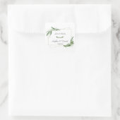 Elegant Waterverf Olijfgroen Goud Bruiloft Vierkante Sticker (Tas)