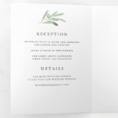 Elegant Waterverf Olive Branch All-in-One Wedding Drieluik Uitnodiging (Binnenzijde eerst)