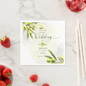 Elegant Waterverf Olive Branches Wedding Servet (Insitu)