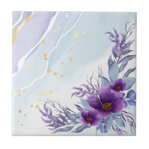 Elegant Waterverf Paars Floral Pillar Tegeltje