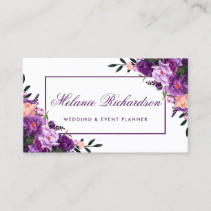 Elegant Waterverf Paars Ultra Violet Floral Visitekaartje