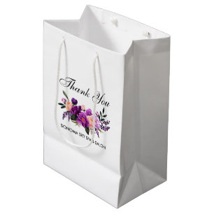 Elegant Waterverf Paars Violet Floral Hartelijk da Medium Cadeauzakje