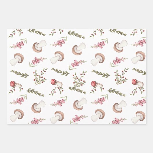 Elegant Waterverf paddenstoel Baby shower Inpakpapier Vel (Voorkant)