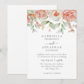 Elegant Waterverf Peach Floral Border Wedding Kaart (Voorkant / Achterkant)