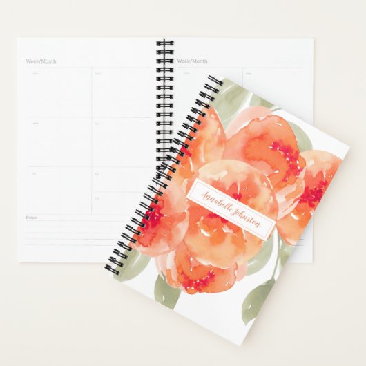 Elegant Waterverf Peach Peonies Floral Planner (Display)