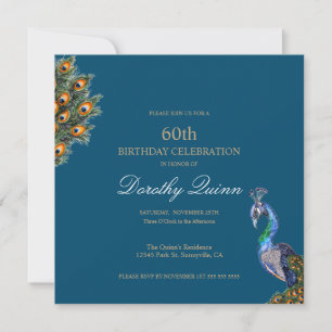 Elegant Waterverf Peacock Birthday Kaart