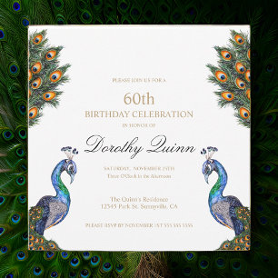 Elegant Waterverf Peacock Birthday Kaart