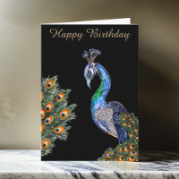 Elegant Waterverf Peacock Birthday