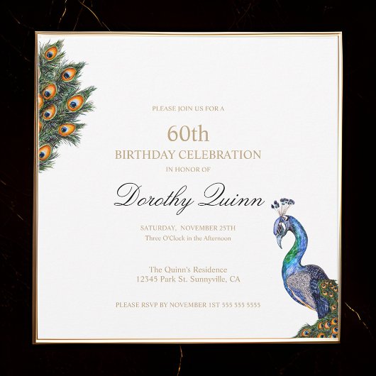 Elegant Waterverf Peacock Birthday Kaart