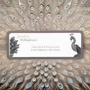 Elegant Waterverf Peacock Etiket