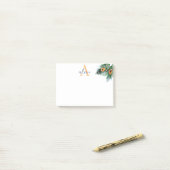 Elegant Waterverf Peacock Feather Monogram Post-it® Notes (Op bureau)