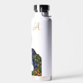 Elegant Waterverf Peacock Monogram Waterfles (Links)