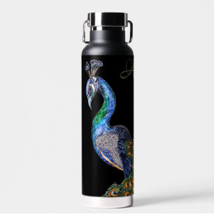 Elegant Waterverf Peacock Monogram Waterfles