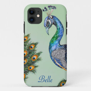 Elegant Waterverf Peacock op maat iPhone 11 Hoesje