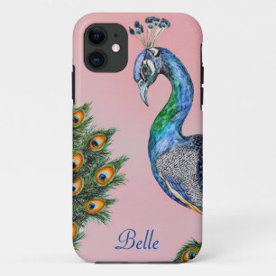 Elegant Waterverf Peacock op maat iPhone 11 Hoesje