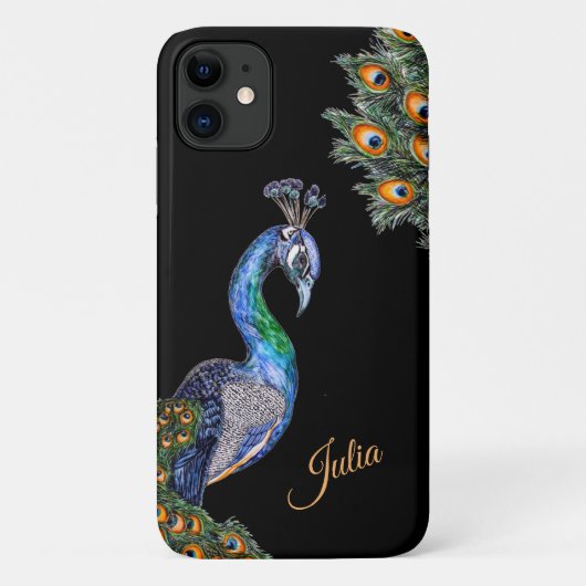 Elegant Waterverf Peacock op maat Case-Mate iPhone Case (Achterkant)