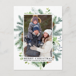 Elegant Waterverf Pine Lijst kerstkerst Briefkaart