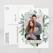 Elegant Waterverf Pine Lijst met kerstmis Briefkaart (Voorkant / Achterkant)